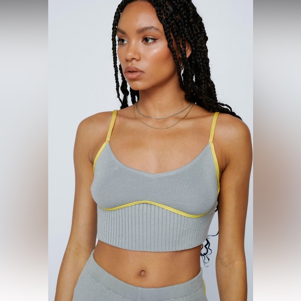 Grey Ribbed Crop Top